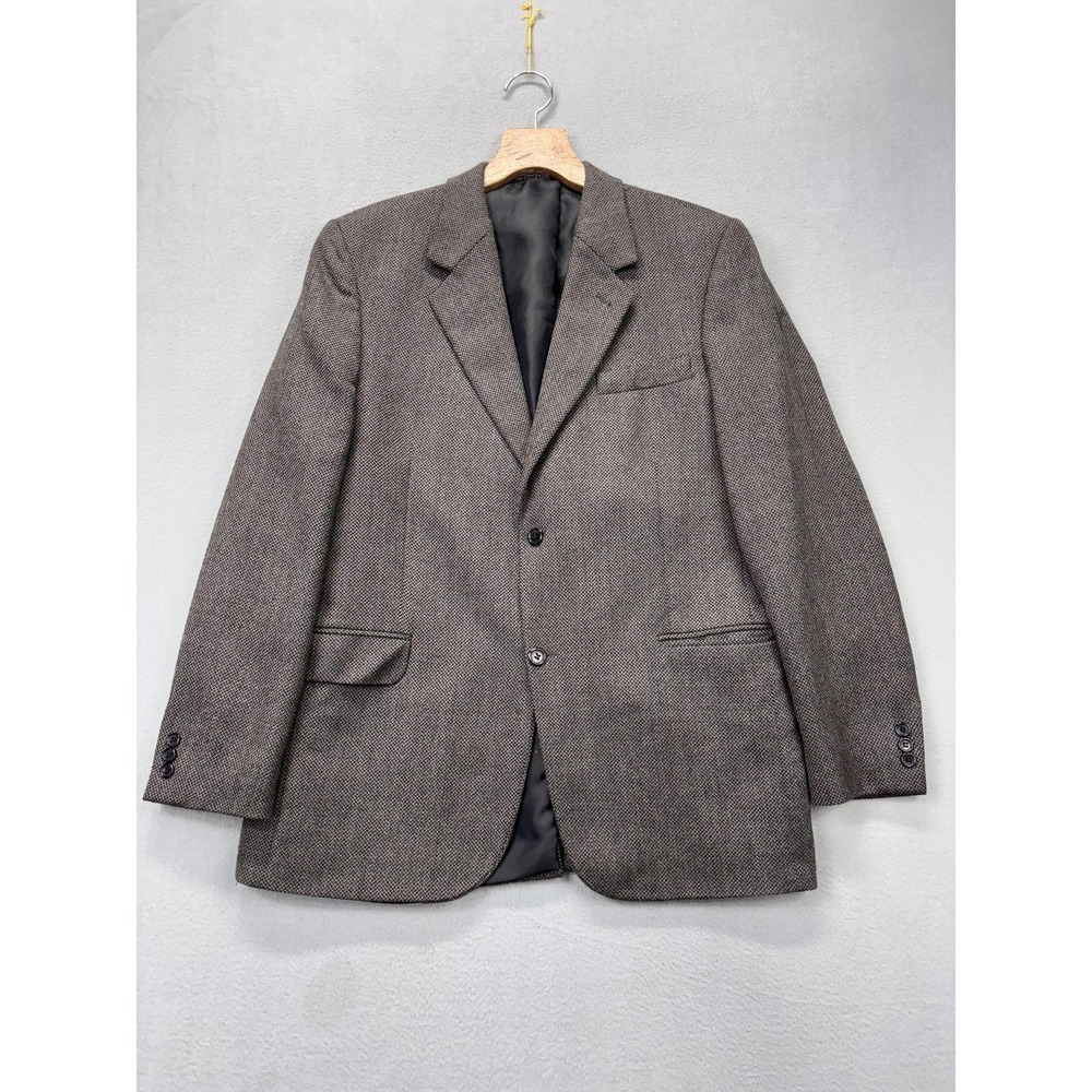 Allyn Saint George Blazer Mens 42 Long Gray Lambswool Herringbone Tweed Worsted